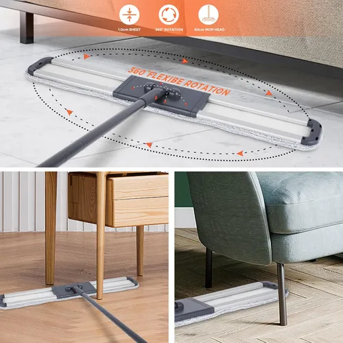 Miniatura 2 de Trapeador de polvo para suelos de madera dura de 36 pulgadas, mopa de polvo de algodón industrial comercial con 3 almohadillas de repuesto extra