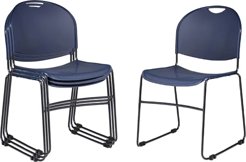 OEF Furnishings OEF855-CL/4 Silla apilable comercial ultra compacta (azul marino, paquete de 4)
