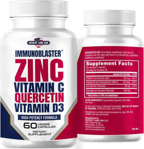 Quercetina de zinc, vitamina C, 800 mg con vitamina D3, antioxidante, apoyo inmunológico, suplemento de quercetina de zinc de alta potencia para