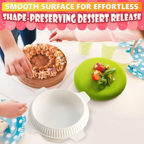 Miniatura 8 de Molde de silicona para mousse, molde redondo de silicona para tartas de 7.5 pulgadas de diámetro (capacidad de 33.5 onzas), fácil de usar