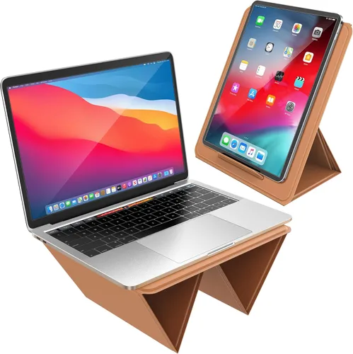 Miniatura 9 de AboveTEK Soporte ergonómico para laptop y tablet para escritorio, elevador plegable portátil, soporte de viaje de ángulo ajustable para MacBook Negro