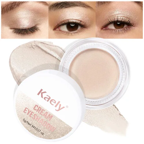 Miniatura 11 de evpct Paleta de maquillaje en pote de sombra de ojos en crema única para mujeres mayores, sombra de ojos de champán con shimmer, glitter metálico