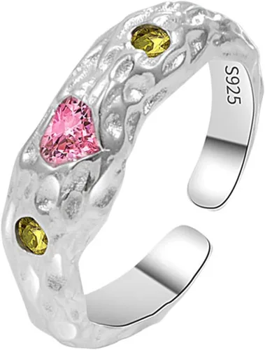 Miniatura 9 de Anillo de plata 925, anillos de plata ajustables para mujer, anillos de pulgar abiertos, anillos de circonio, anillos ajustables, anillos abiertos