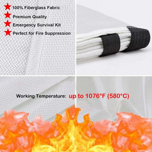 Miniatura 3 de TONYKO Mantas de emergencia contra incendios, protección ignífuga y aislamiento térmico diseñadas para cocina, chimenea, parrilla, automóvil, Blanco