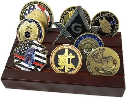 Miniatura 7 de ASmileIndeep Exhibición de monedas de desafío de 5 filas y estante para monedas de desafío de 4 filas