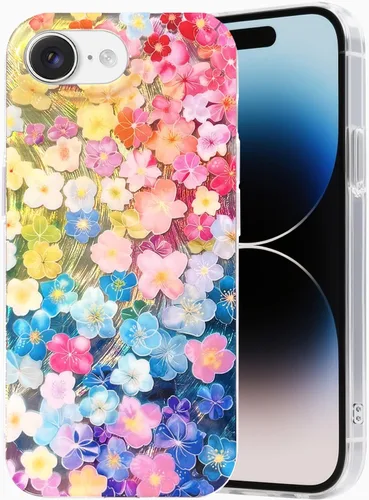 Miniatura 16 de I-MGAE-IN-AR Funda compacta para iPhone 13 Pro, diseño colorido de flores iridiscentes, protección de grado militar a prueba de golpes, funda