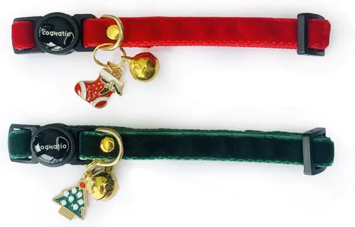 Collares de gato Cognatio de liberación rápida con seguridad, doble terciopelo con campana, disponibles en varios colores, perfectos para tu gatito,