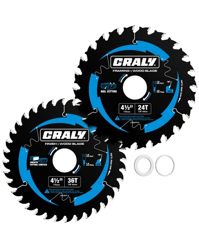 Miniatura 11 de CRALY Hoja de sierra circular de 3-3/8 pulgadas, 24 y 36 dientes, para corte de madera enmarcado/acabado fino, eje de 15mm, punta de carburo, corte