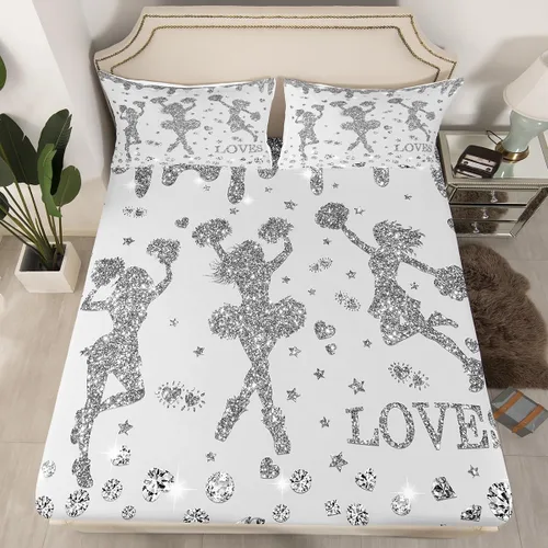Miniatura 21 de Erosebridal Sábana bajera ajustable de gimnasia con bolsillo profundo para niñas y niños, tamaño individual, juego de ropa de cama deportiva