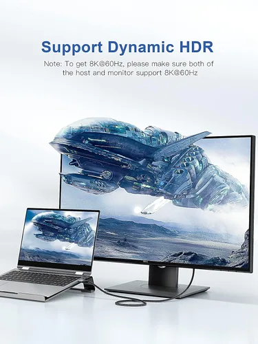 Miniatura 5 de Dockteck Cable DisplayPort de 3.3 pies/1M DP a DP 1.4 UHD (8K @60Hz, 4K @144Hz, HDR), compatible con HBR3 32.4Gbps HDCP, trenzado para TV, monitor