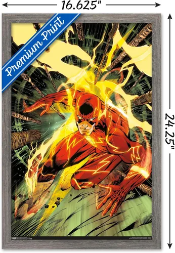 Miniatura 3 de Trends International DC Comics - Póster de pared de The Flash - Spears, 14.725 x 22.375 pulgadas, versión enmarcada de madera de granero