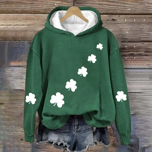Miniatura 3 de GIERIDUC Sudadera del día de San Patricio para mujer, sudadera con capucha irlandesa con estampado de trébol de la suerte, camiseta retro de manga