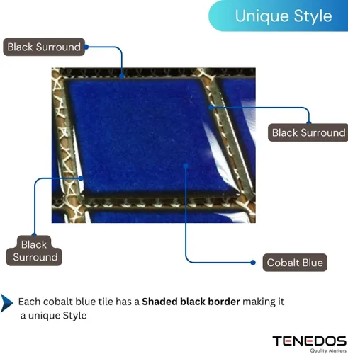 Miniatura 3 de Tenedos Azulejo de mosaico de porcelana con patrón cuadrado azul cobalto de alta calidad de 2 x 2 pulgadas (no se pega ni se pega) para cocina