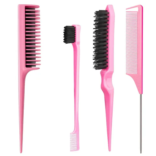 Miniatura 7 de Aigee Juego de 8 Peines para Peinado Incluye 4 Herramientas Topsy para Cola de Cabello de 2 Estilos de Peine Cola de Rata, 1 Cepillo de Cerdas