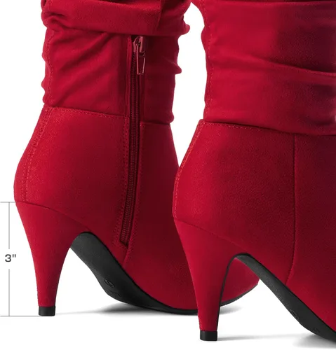 Miniatura 5 de DREAM PAIRS - Botas de tacón alto para mujer, de media pantorrilla, con punta puntiaguda, holgadas, Botas de otoño