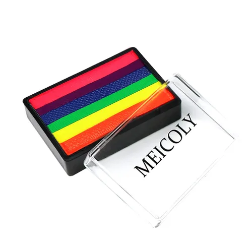 MEICOLY Delineador de ojos activado por agua, 6 colores, pintura facial de arcoíris neón para LGBTQ, kit de pintura facial de Pascua, pastel