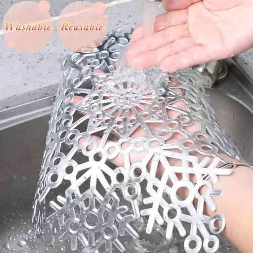 Miniatura 3 de Eccliy Juego de 12 manteles individuales plateados con copos de nieve de 15 pulgadas, vinilo prensado metálico, lavable, resistente al calor