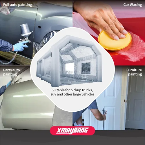 Miniatura 5 de Xmaybang Cabina de pintura inflable de 26 x 15 x 10 pies con 2 sopladores, estación de trabajo profesional para automóvil, cabina de pintura