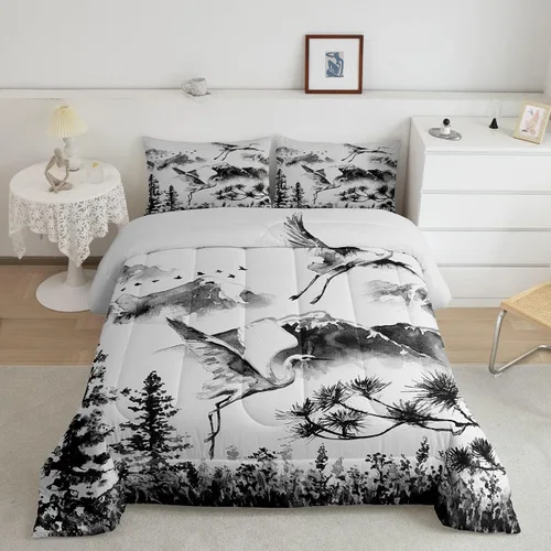 Miniatura 32 de Feelyou Juego de edredón de oso azul, juego de ropa de cama de osos de animales, juego de edredón acolchado con estampado de arboleda de galaxia