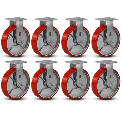 Miniatura 14 de Ruedas industriales de 4 x 2 pulgadas, ruedas resistentes, ruedas de poliuretano, capacidad de hasta 3200 libras. Uso para camión de plataforma