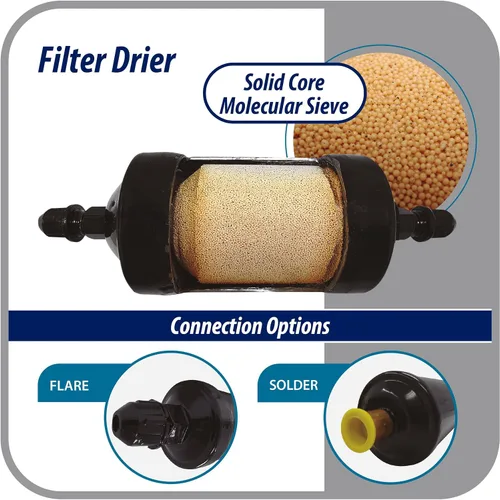 Miniatura 6 de Appli Parts APFD-163 3/8 pulg. Filtro Drier de Línea Líquida de Refrigerante AC para Refrigeración HVAC 163 Conexión SAE Flare universal