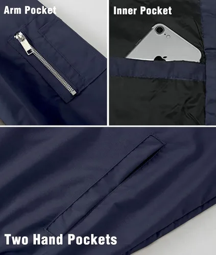 Miniatura 5 de HJWWIN Men's Slim Fit Lightweight Softshell Flight Bomber Jacket Spring Fall Coat with Pockets