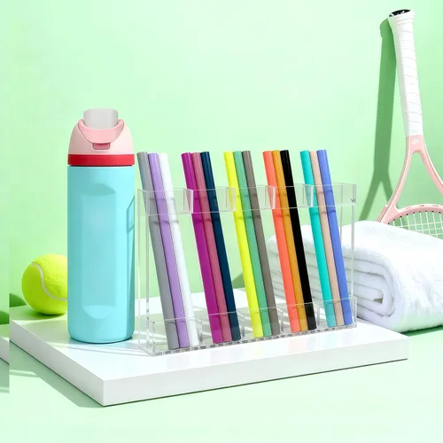 Miniatura 7 de 6 popotes de repuesto para botella Owala FreeSip de 25 onzas, popotes de plástico reutilizables con cepillo limpiador de limpieza para botellas