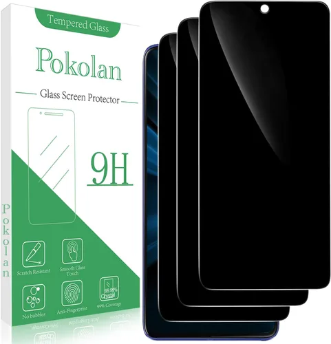 Miniatura 14 de Pokolan Paquete de 3 protectores de pantalla de privacidad para Motorola Moto G Power 5G 2025, película de vidrio templado privado anti espía