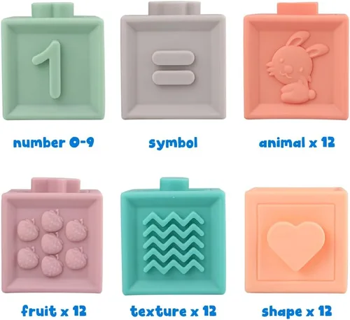 Miniatura 3 de Bloques apilables suaves para bebé, juguetes Montessori sensoriales para actividades para niños pequeños, regalos para niños y niñas de 6, 9, 12, 18