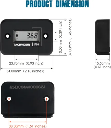 Miniatura 6 de Runleader Mini Tacómetro Digital Cuenta Horas, Acumula Horas TOTAL, Pantalla de RPM en Tiempo Real, Operación a Batería para Cortacésped ZTR