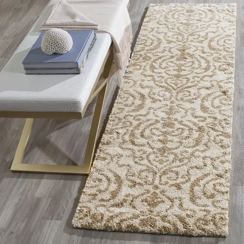 Safavieh Florida Shag Collection SG462-1113 Alfombra afelpada de pasillo, crema y beige., Polipropileno, Crema / Beige