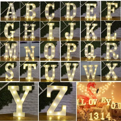 Miniatura 2 de anso Letras LED del alfabeto con números iluminados, letras de plástico blanco, decoración de pie de la A a la Z 0 ~ 9 (rosa corazón)