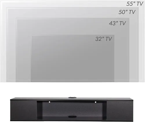 Miniatura 3 de FITUEYES Soporte de TV flotante negro, centro de entretenimiento montado en la pared, almacenamiento de madera, estante de consola multimedia debajo