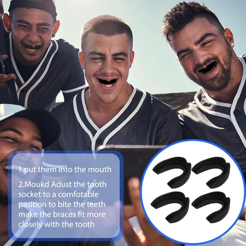 Miniatura 7 de Dimeho Paquete de 4 protectores bucales deportivos, boquilla deportiva, armadura de dientes, protector bucal para fútbol, boxeo, hockey, karate