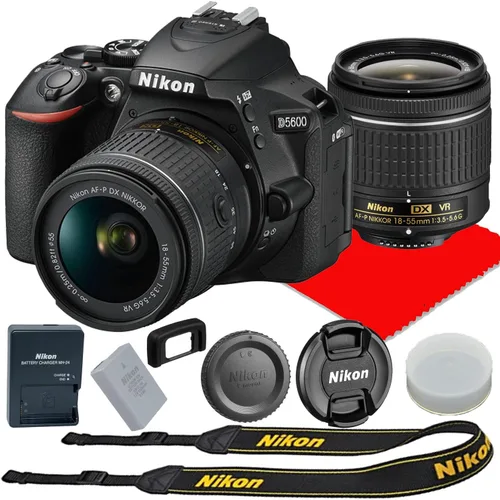 Nikon D5600 Cámara DSLR con Nikon AF-P DX NIKKOR 0.709-2.165 in f/3.5-5.6G VR Paquete de lentes