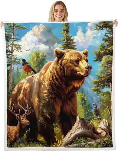 Miniatura 8 de Manta de cama Sherpa con diseño de perro de caza y aves silvestres, manta de franela de forro polar de 40 x 50 pulgadas para sofá, estilo granja