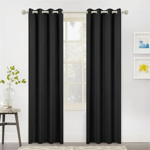 Miniatura 9 de MYSKY HOME - Cortinas opacas extra largas de 95 pulgadas en negro para dormitorio, con aislamiento térmico, oscurecimiento de la habitación y ojales