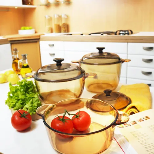 Miniatura 2 de Visions Juego de ollas de cocina de 6 piezas con cubiertas de vidrio, ámbar