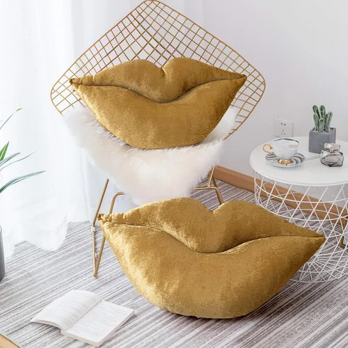 Miniatura 12 de AELS Almohadas de labios grandes 3D de terciopelo suave, almohadas decorativas, lindas almohadas de 24 x 12 pulgadas para sofá, cama, sala de estar
