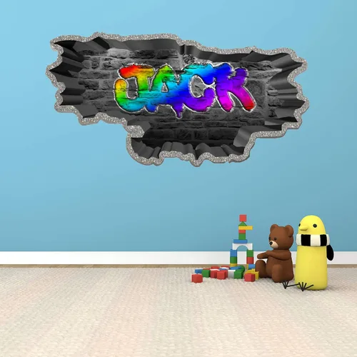 Miniatura 2 de Calcomanía de pared de graffiti con borde de hormigón profundo, calcomanía de vinilo personalizada (MYS107-S)