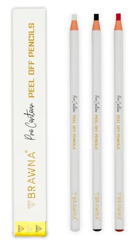 Miniatura 6 de Brawna Paquete de 6 lápices de cejas Pro Peel Off para mapeo de labios y cejas, suministros de microblading, color blanco