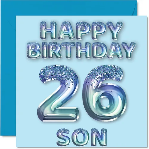 Miniatura 298 de Stuff4 Tarjeta de primer cumpleaños para niños, globo de fiesta con purpurina azul, tarjetas de feliz cumpleaños para niño de 1 año, nieto, hijo, 57