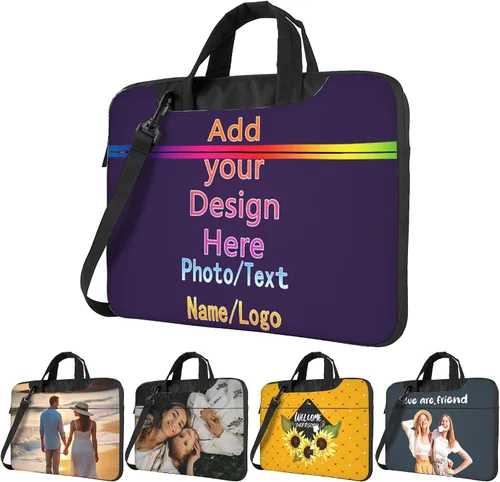 Miniatura 18 de Funda personalizada para laptop personalizada, añade tu foto, texto, maletines para portátil Púrpura2