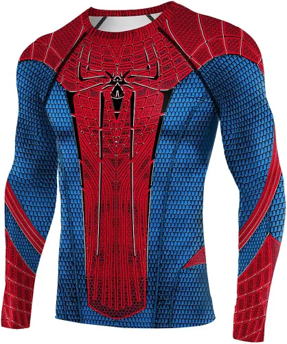 Miniatura 2 de jiazery QZ Mens Super Hero Base Layer Underwear Cool Dry Long Sleeve Compression Shirt