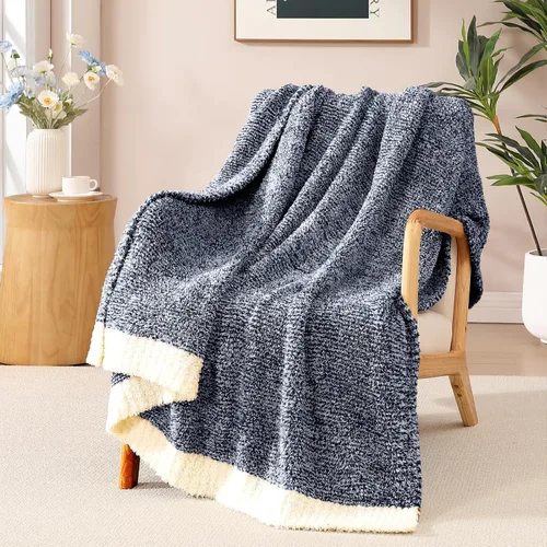 Miniatura 51 de WRENGONGE - Manta a rayas de color caqui, suave, acogedora, mullida, cálida, para sillón, sofá, cama o viajes, ligera, 50 x 70 pulgadas, regalo