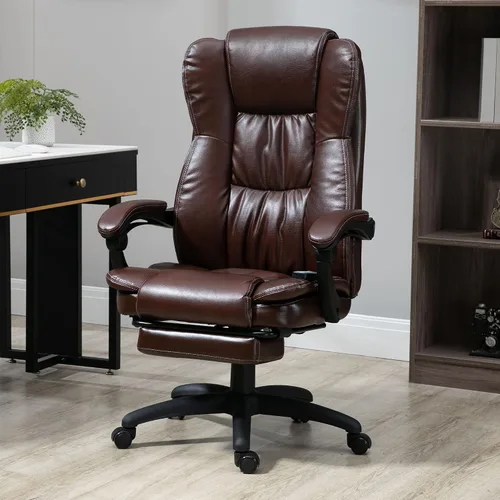Miniatura 2 de Vinsetto Silla de oficina de masaje de respaldo alto con vibración de 6 puntos, 5 modos, silla ejecutiva, silla giratoria de piel sintética