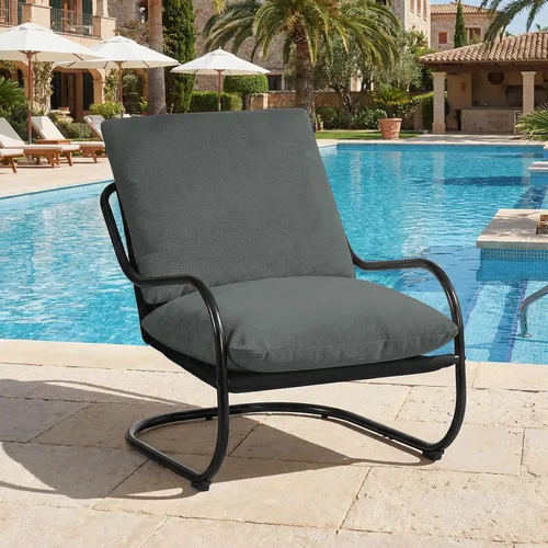 Miniatura 3 de Peace nest Silla decorativa moderna, sillón tapizado suave con marco de metal resistente, cómoda silla de descanso para sala de estar, dormitorio