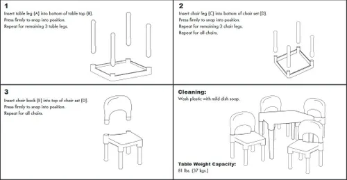 Miniatura 8 de Humble Crew Juego de mesa y 4 sillas para niños, Mesa amarilla con sillas - Mesa de actividades para niños pequeños resistente para tiempo de juego