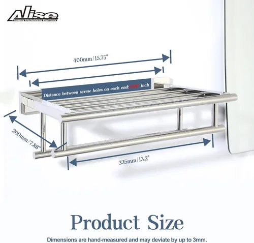 Miniatura 3 de Alise Toallero, estante para toallas con dobles barras para toallas para lavabo de baño, 16 pulgadas, SUS 304 acero inoxidable, soporte de pared
