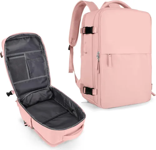 Miniatura 9 de coowoz Mochila de viaje para mujeres y hombres, aprobada por aerolíneas, mochila de mano grande, mochila de senderismo impermeable, mochila b-Gris
